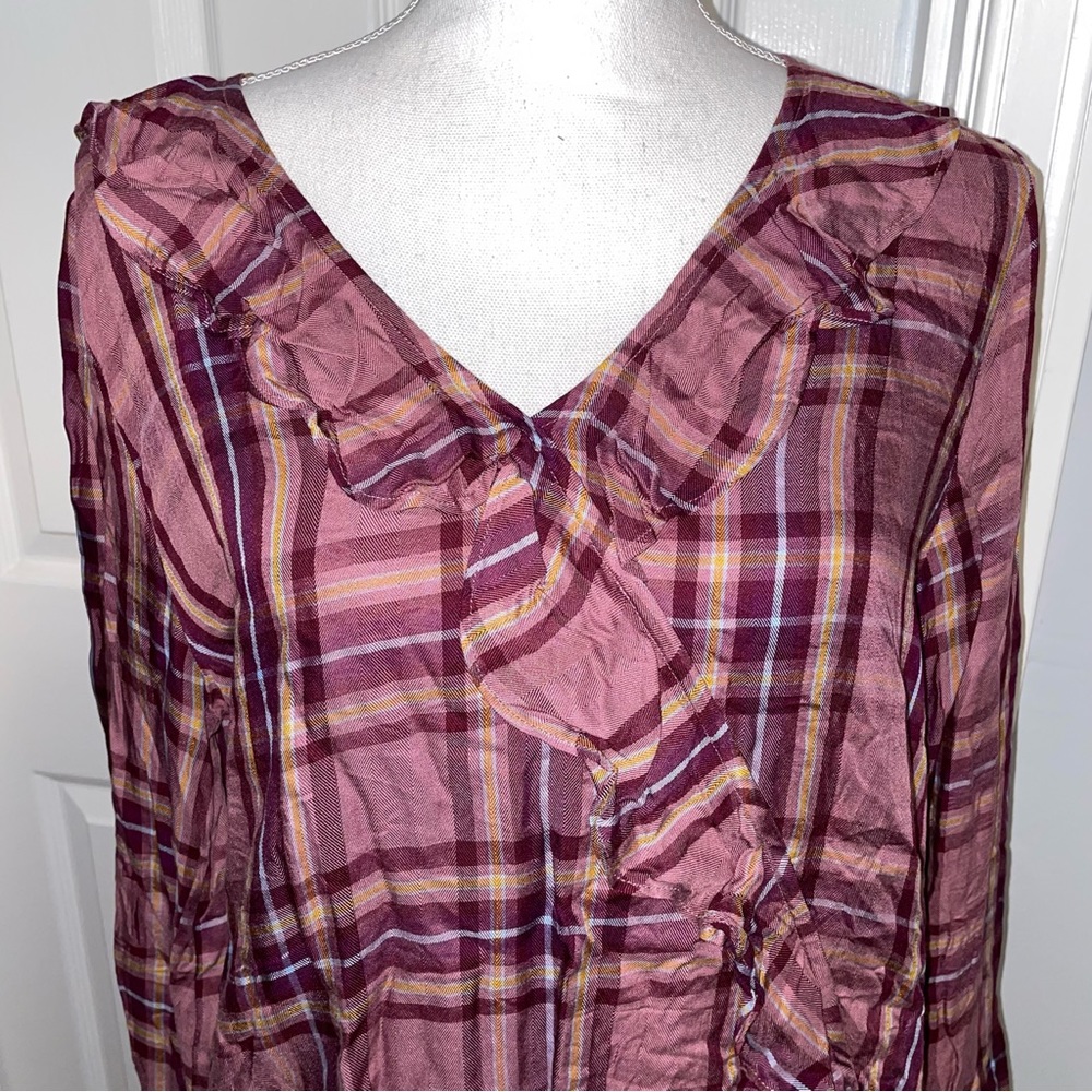 ANA A New Approach Plaid Ruffle Shirt - Picture 4 of 14